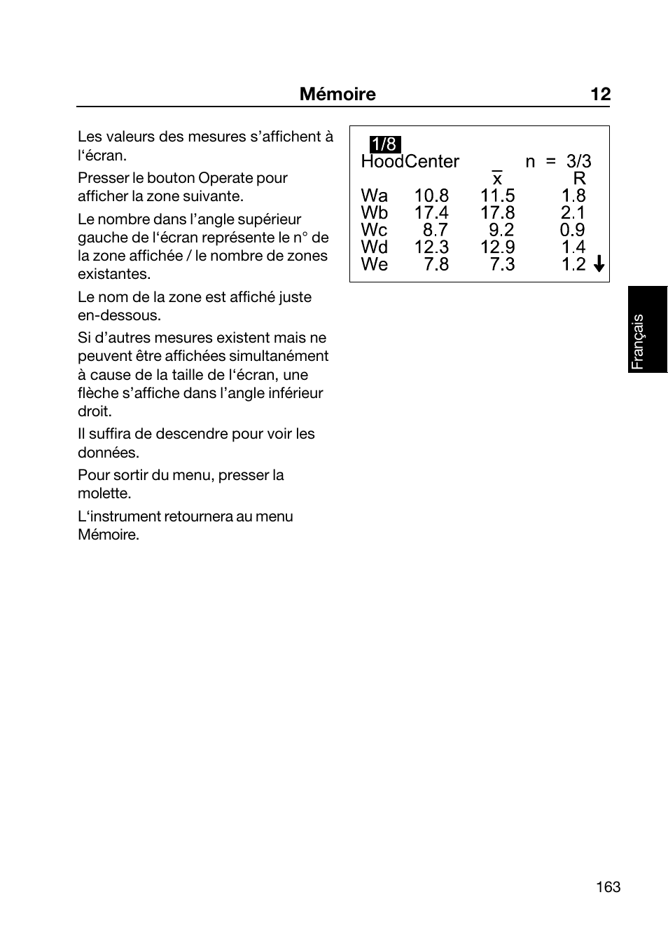Mémoire 12 | ALTANA Wave-Scan II User Manual | Page 164 / 188