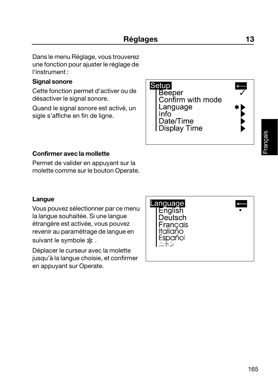 Réglages 13 | ALTANA Wave-Scan II User Manual | Page 166 / 188
