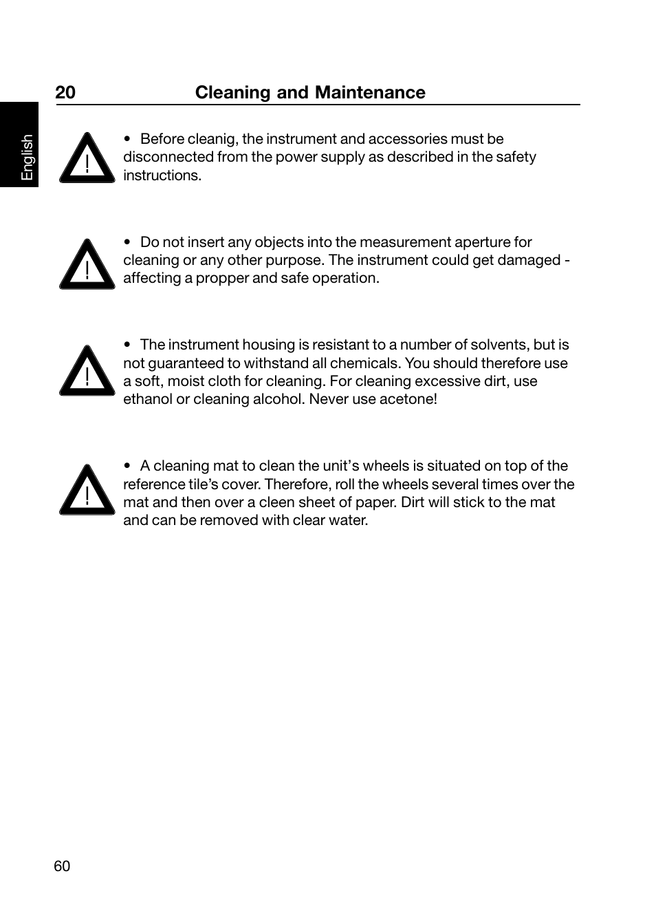 20 cleaning and maintenance | ALTANA Wave-Scan II User Manual | Page 61 / 188