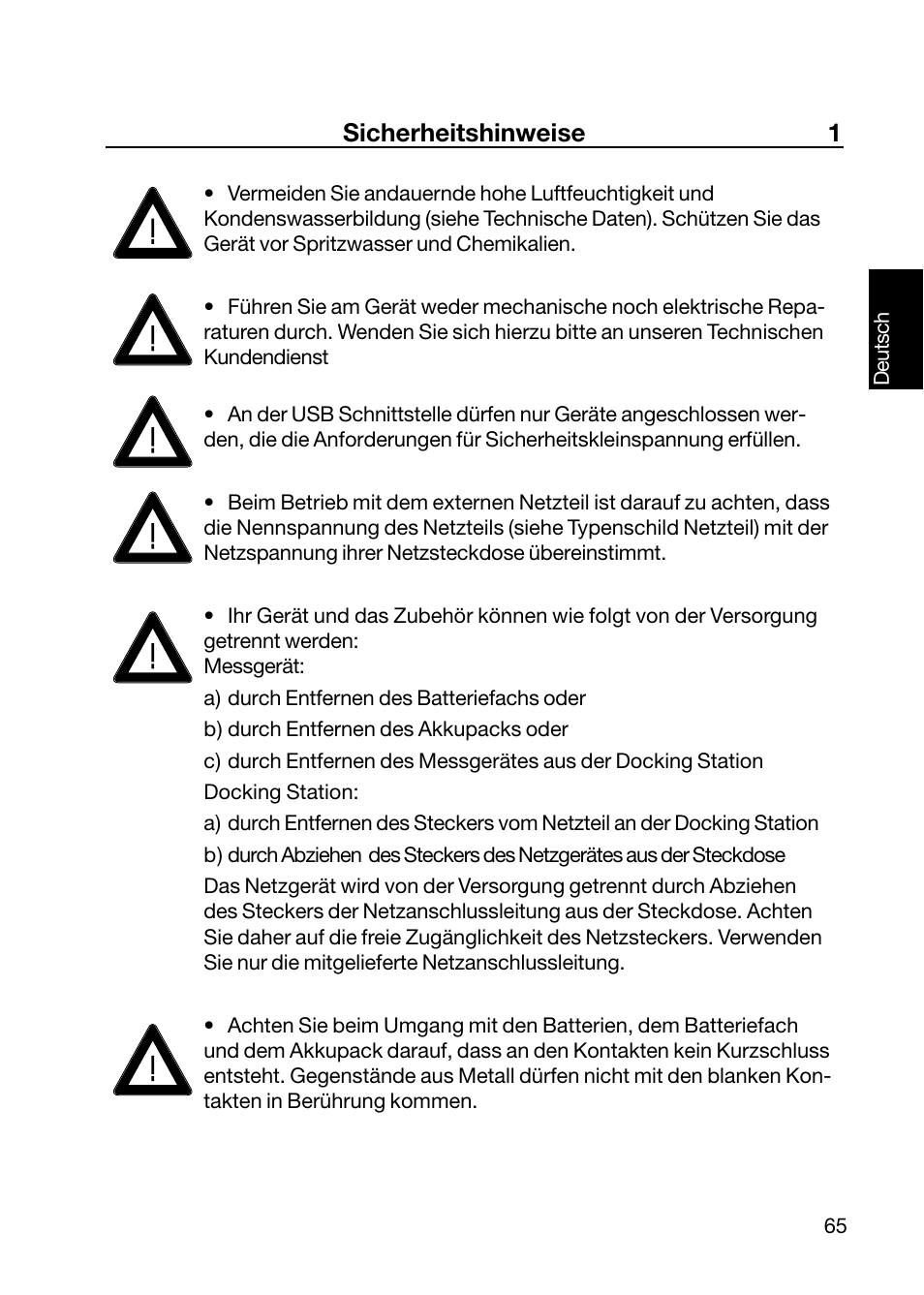 Sicherheitshinweise 1 | ALTANA Wave-Scan II User Manual | Page 66 / 188