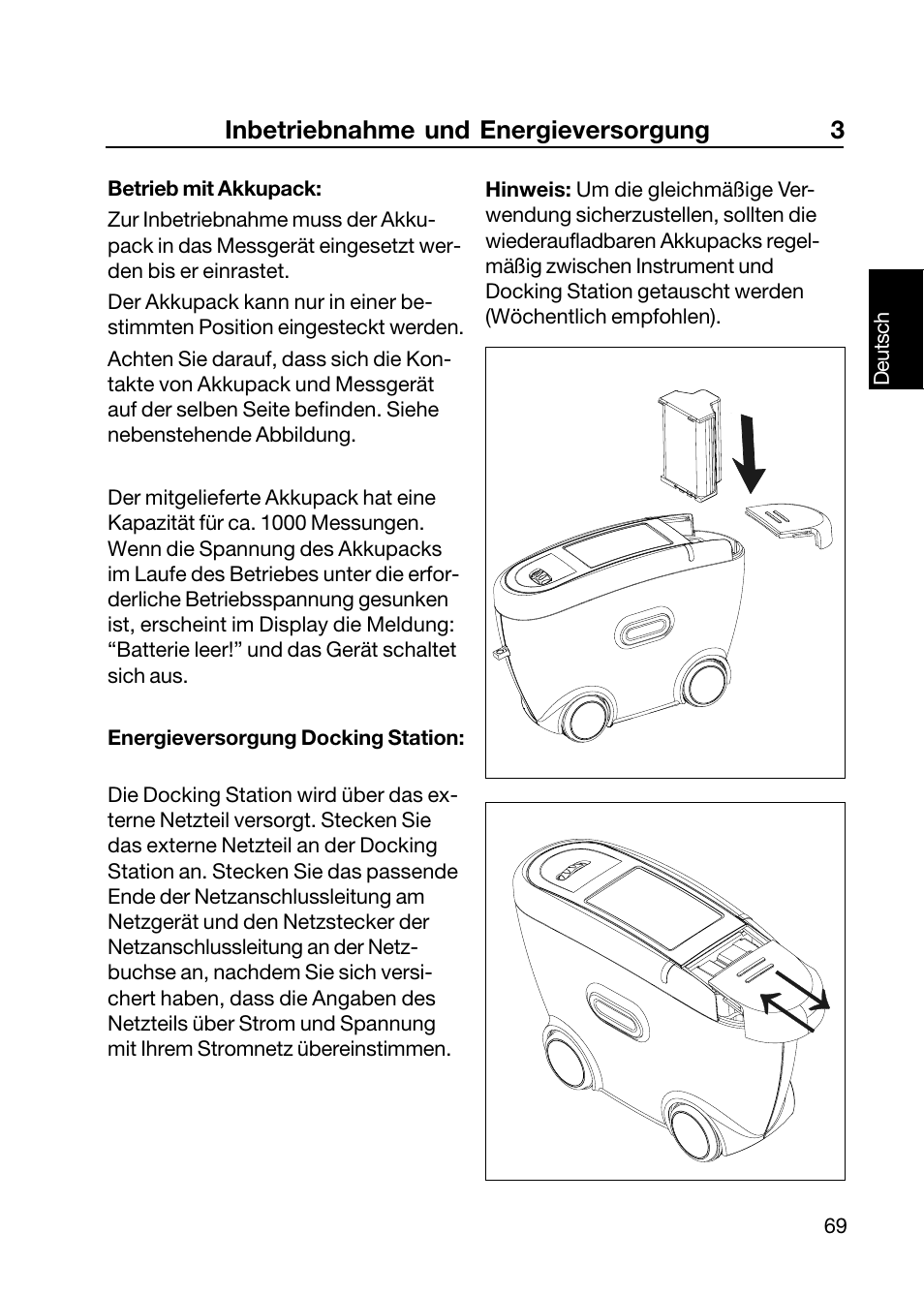 Inbetriebnahme und energieversorgung 3 | ALTANA Wave-Scan II User Manual | Page 70 / 188