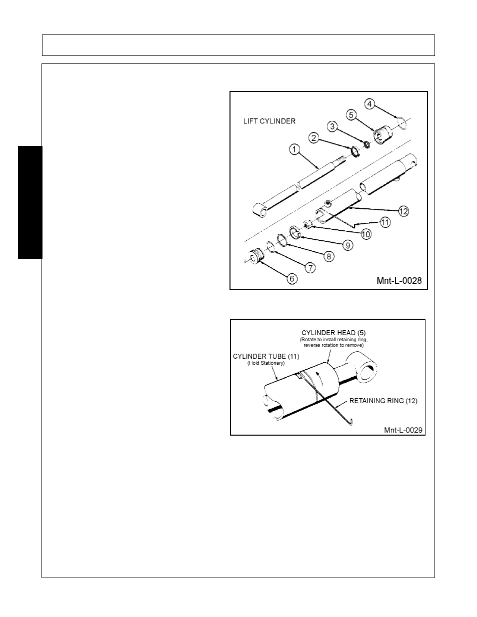 Cylinder service, Lift cylinder disassembly, Cylinder service -6 lift cylinder disassembly -6 | Maintenance | Bush Hog FC-0014 User Manual | Page 86 / 96