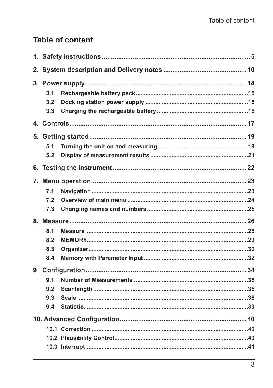 Table of content | ALTANA Micro-Wave-Scan Manual User Manual | Page 4 / 62