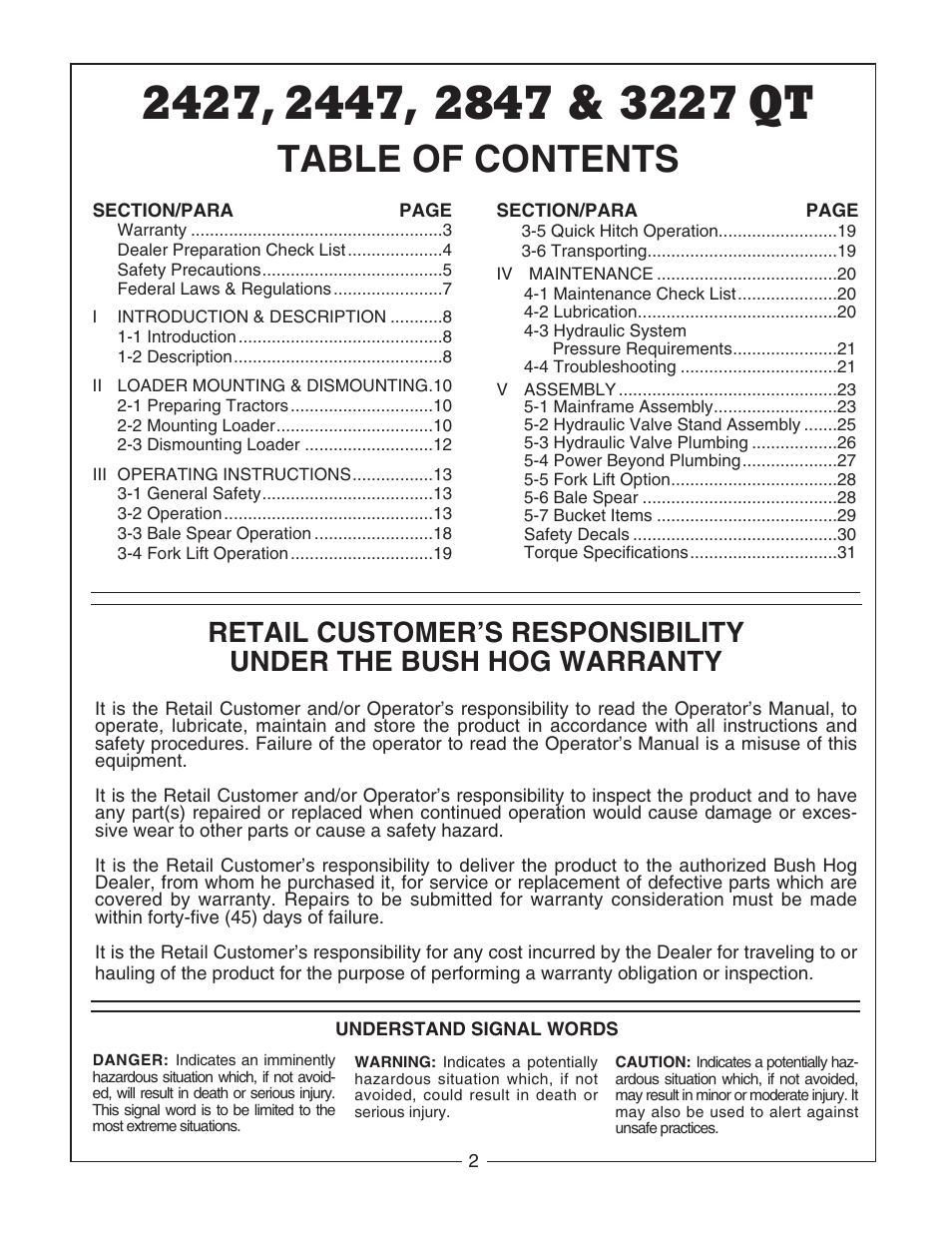 Bush Hog 2427 User Manual | Page 3 / 33