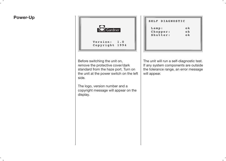 Power-up | ALTANA Haze-Gard Plus Operating Instructions User Manual | Page 11 / 180