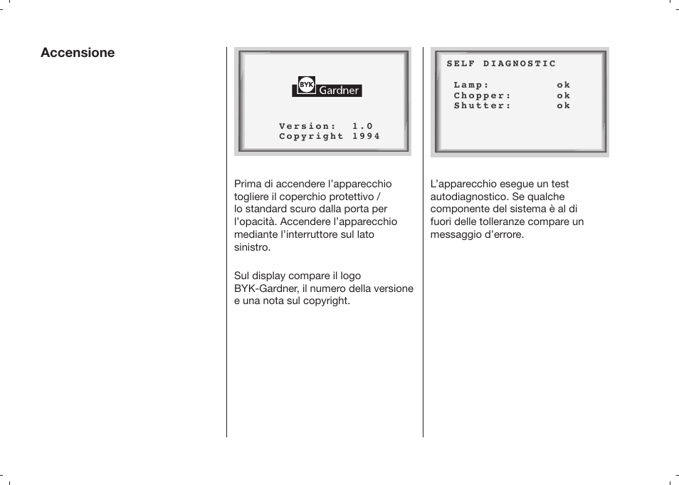 Accensione | ALTANA Haze-Gard Plus Operating Instructions User Manual | Page 143 / 180
