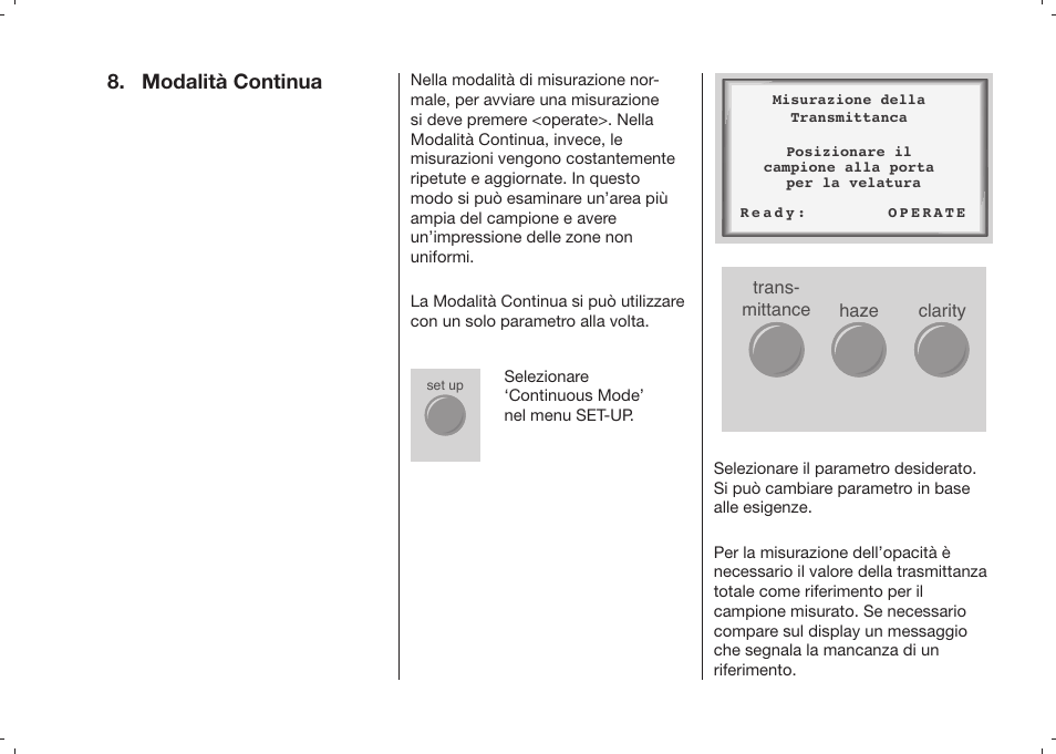 Modalità continua | ALTANA Haze-Gard Plus Operating Instructions User Manual | Page 160 / 180