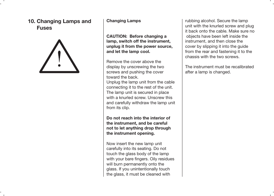 Changing lamps and fuses | ALTANA Haze-Gard Plus Operating Instructions User Manual | Page 34 / 180