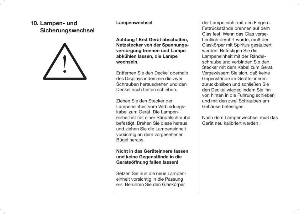 Lampen- und sicherungswechsel | ALTANA Haze-Gard Plus Operating Instructions User Manual | Page 78 / 180