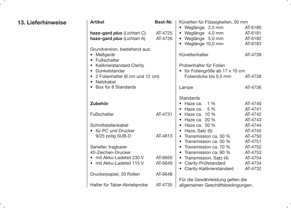 Lieferhinweise | ALTANA Haze-Gard Plus Operating Instructions User Manual | Page 85 / 180