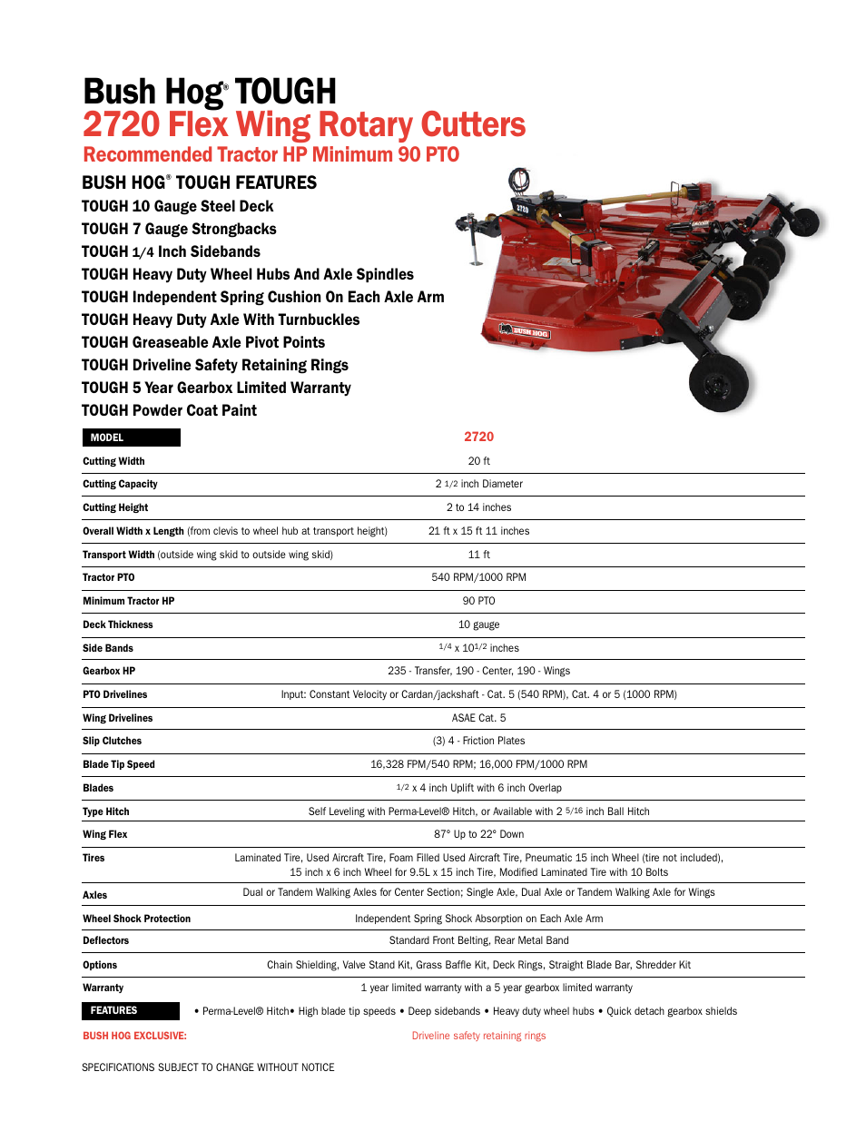 Bush Hog 2720 User Manual | 1 page