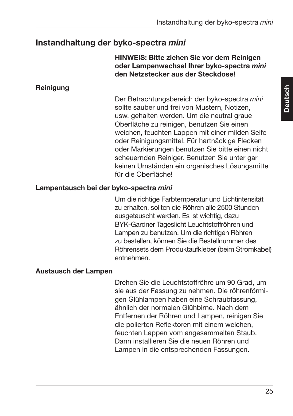 Nstandhaltung¬der¬byko spectra¬ mini | ALTANA Byko-Spectra Mini User Manual | Page 26 / 78