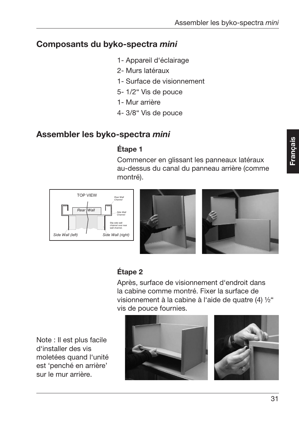 Omposants¬du¬byko spectra¬ mini, Ssembler¬les¬byko spectra¬ mini, Ran ais !ssembler¬les¬byko spectra¬ mini | ALTANA Byko-Spectra Mini User Manual | Page 32 / 78