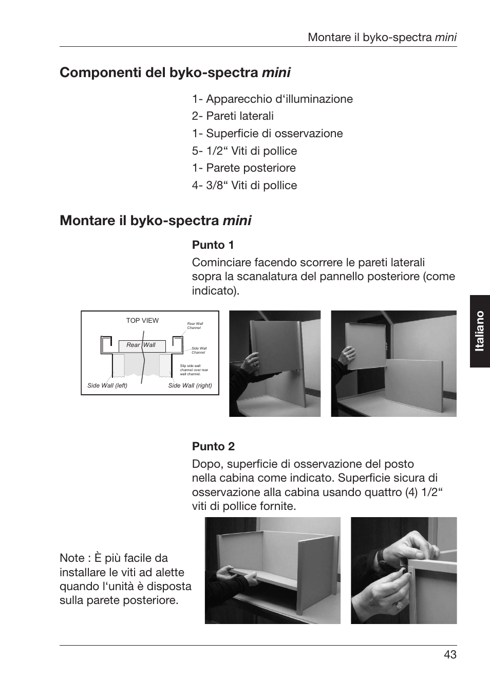 Omponenti¬del¬byko spectra¬ mini, Ontare¬il¬byko spectra¬ mini, Taliano -ontare¬il¬byko spectra¬ mini | ALTANA Byko-Spectra Mini User Manual | Page 44 / 78