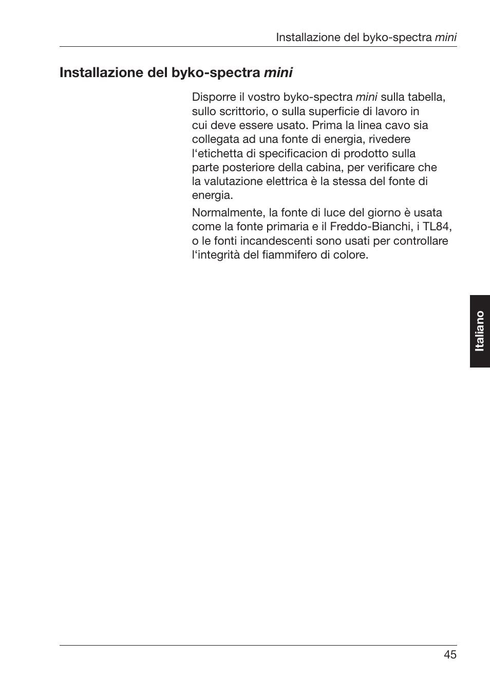 Nstallazione¬del¬byko spectra¬ mini | ALTANA Byko-Spectra Mini User Manual | Page 46 / 78