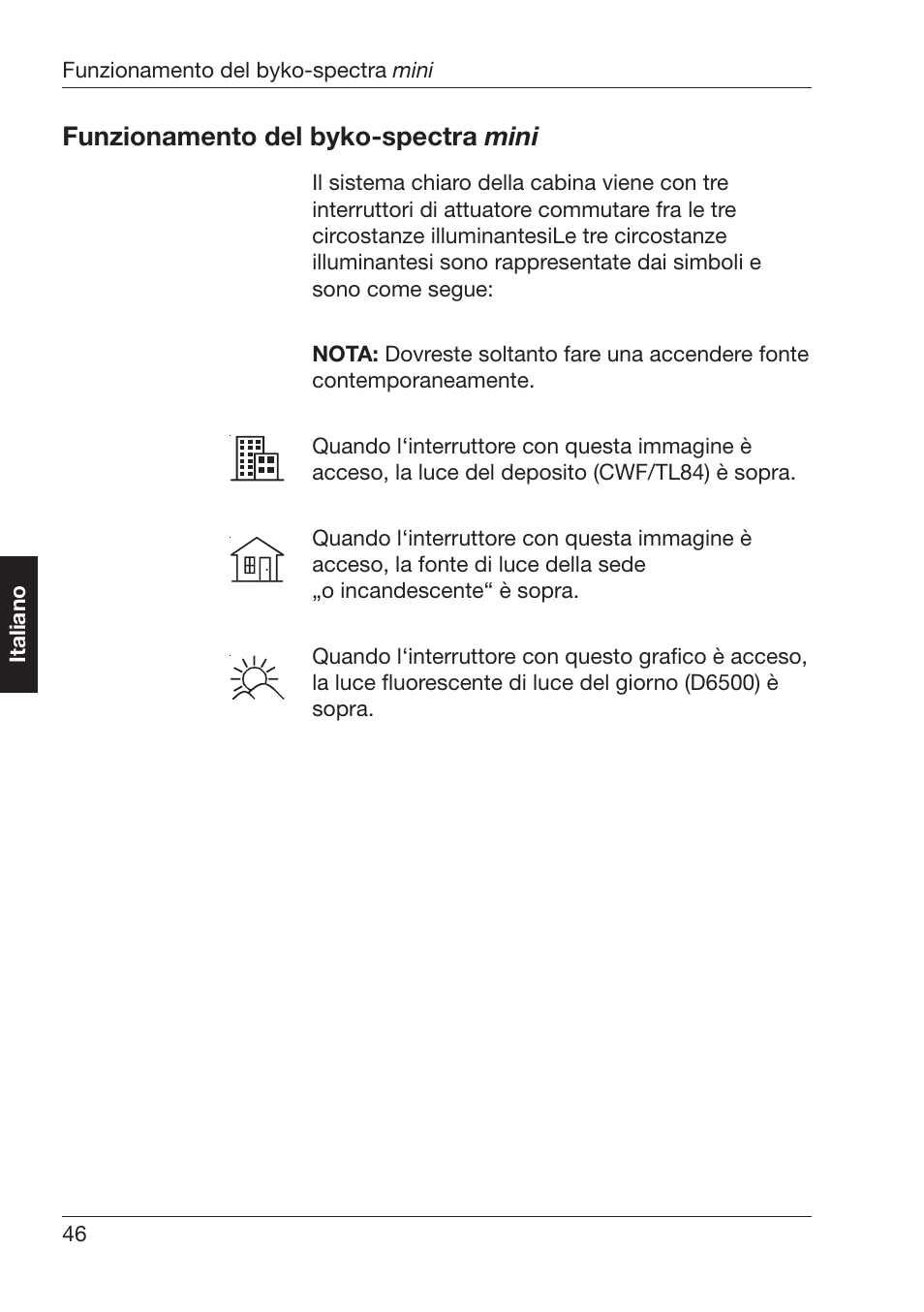 Unzionamento¬del¬byko spectra ¬mini | ALTANA Byko-Spectra Mini User Manual | Page 47 / 78