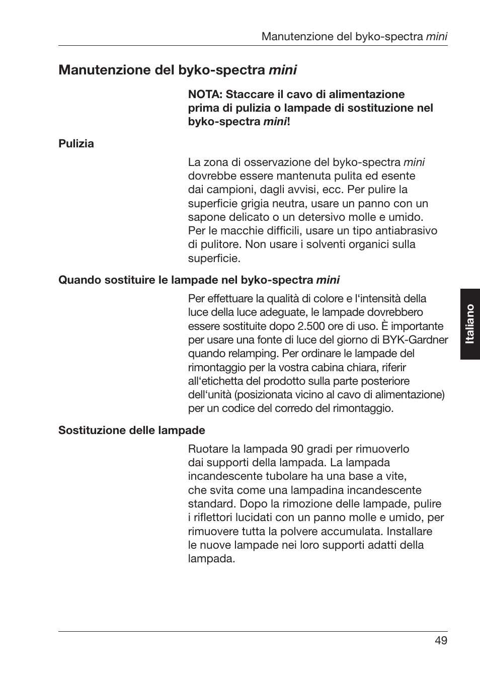 Anutenzione¬del¬byko spectra¬ mini | ALTANA Byko-Spectra Mini User Manual | Page 50 / 78