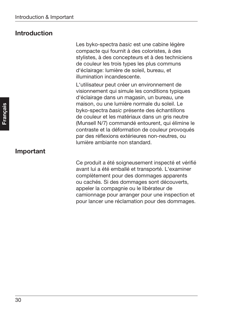 Ntroduction, Mportant | ALTANA Byko-Spectra Basic User Manual | Page 31 / 78