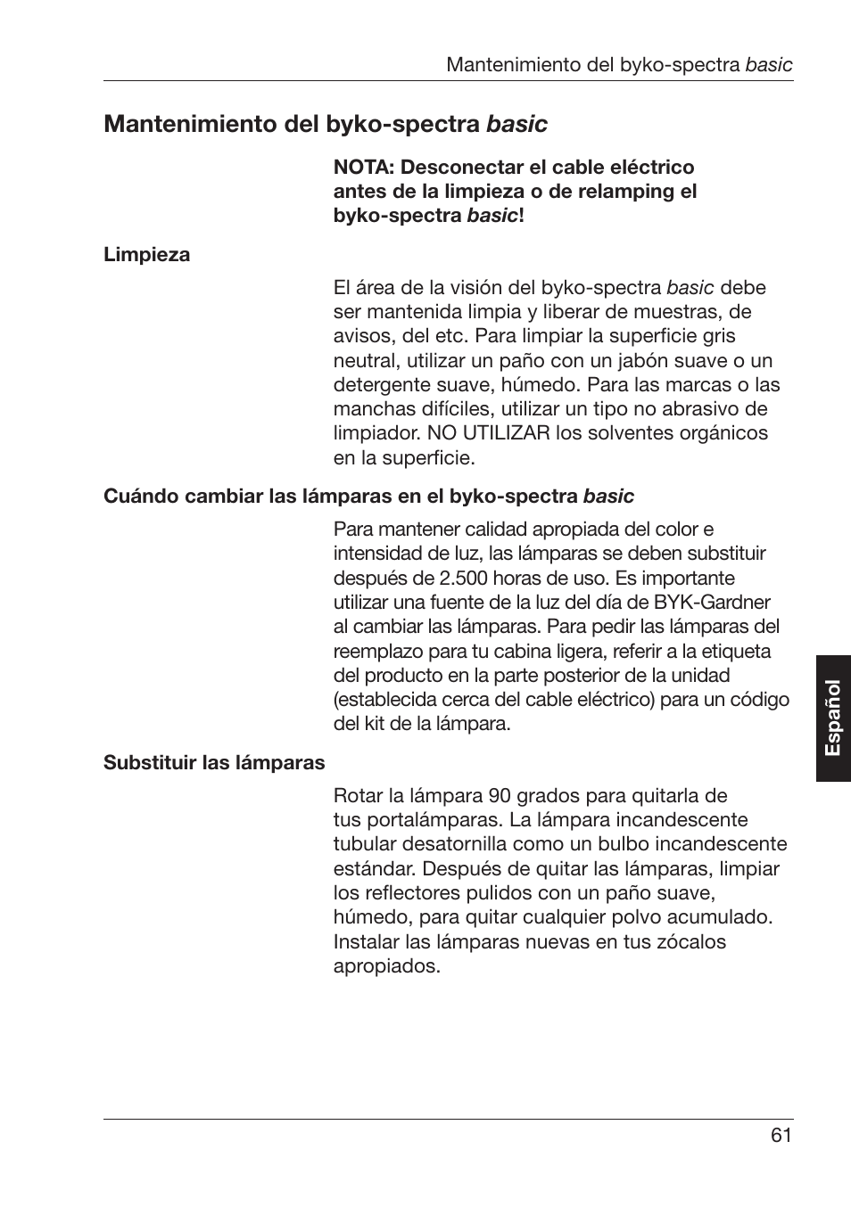 Antenimiento¬del¬byko spectra¬ basic | ALTANA Byko-Spectra Basic User Manual | Page 62 / 78