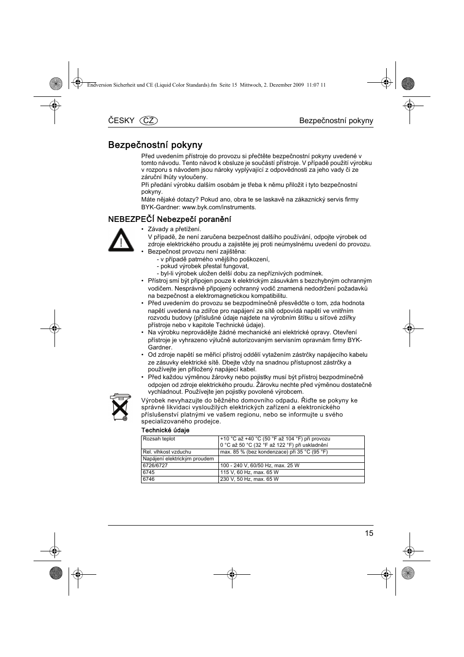 Bezpečnostní pokyny | ALTANA Liquid Color Standards Safety Instructions User Manual | Page 16 / 40