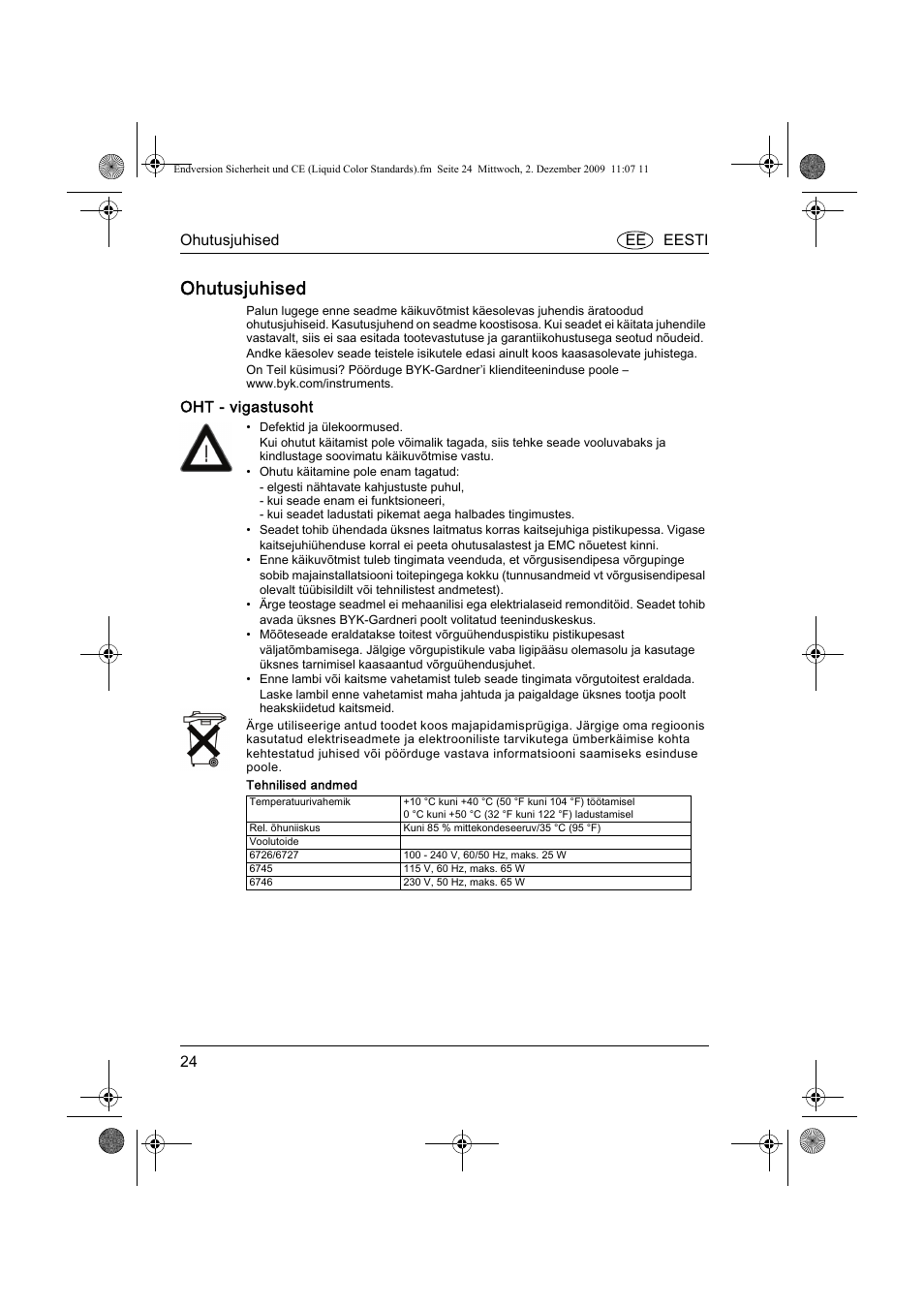 Ohutusjuhised | ALTANA Liquid Color Standards Safety Instructions User Manual | Page 25 / 40