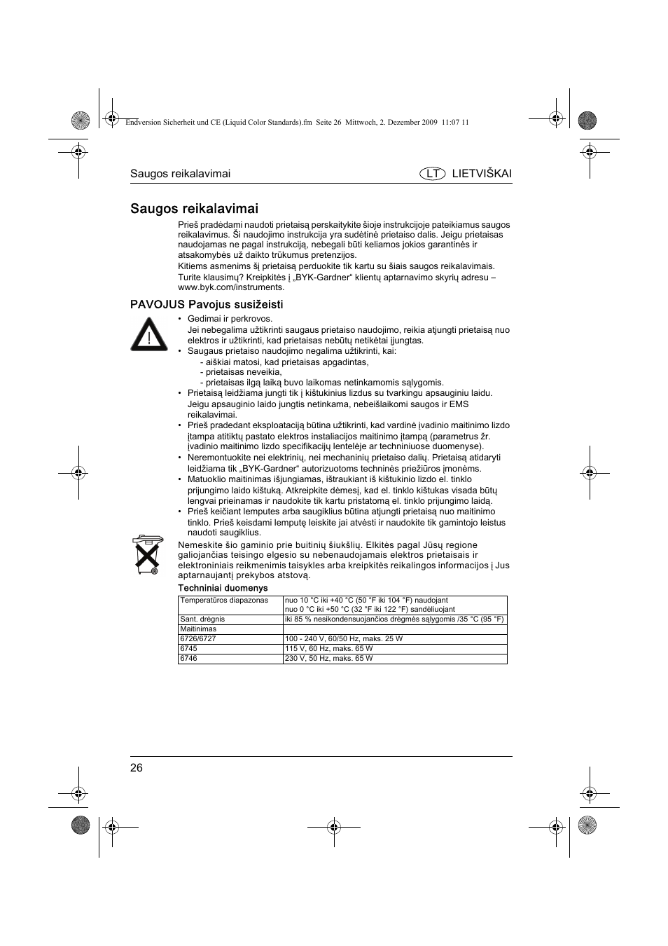 Saugos reikalavimai | ALTANA Liquid Color Standards Safety Instructions User Manual | Page 27 / 40