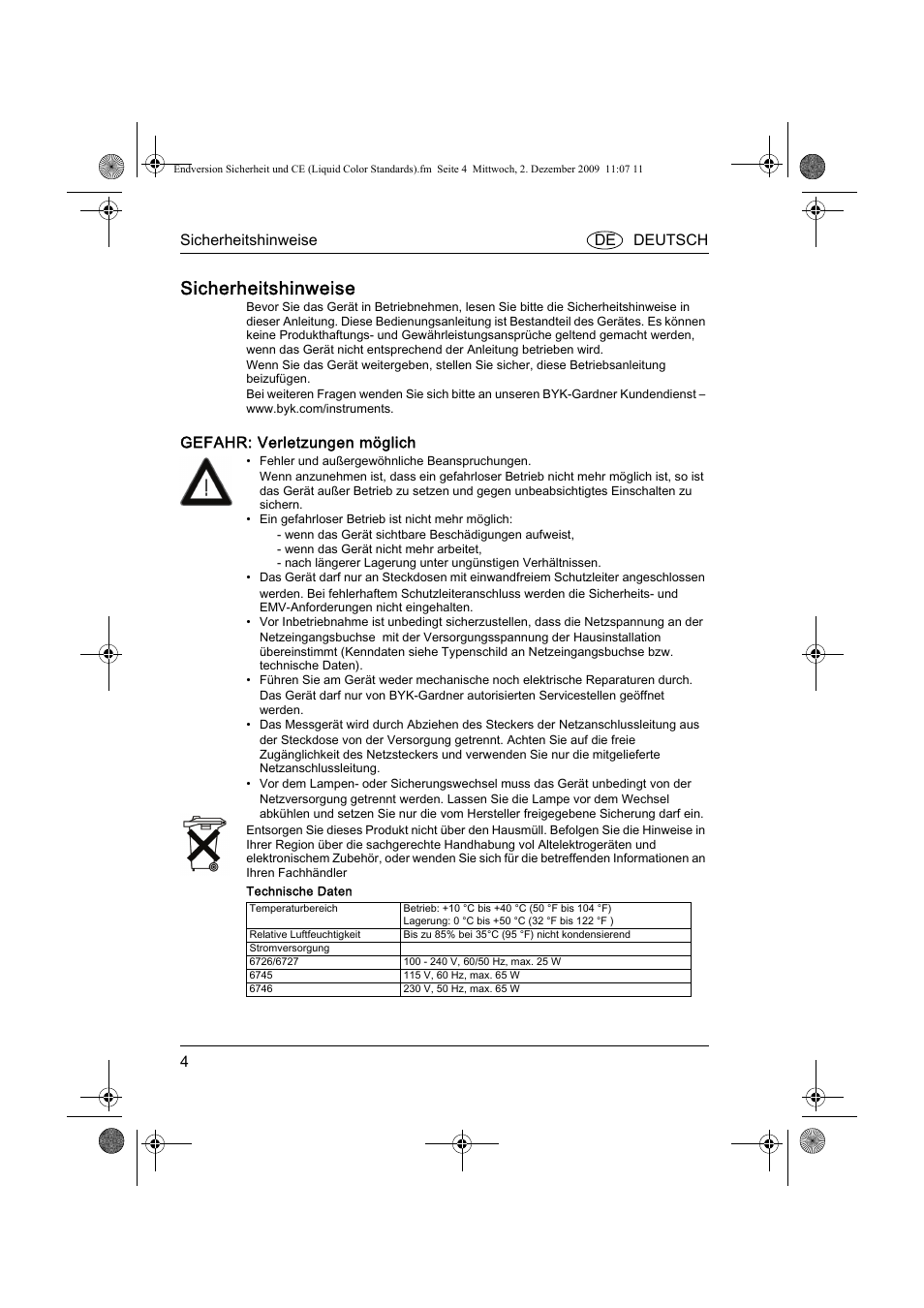 Sicherheitshinweise | ALTANA Liquid Color Standards Safety Instructions User Manual | Page 5 / 40