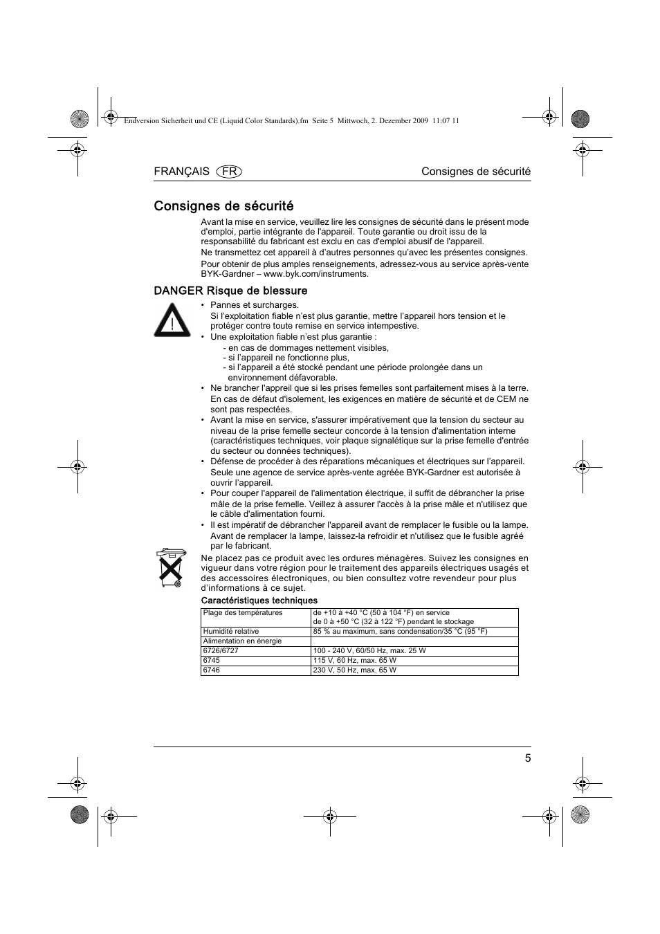 Consignes de sécurité | ALTANA Liquid Color Standards Safety Instructions User Manual | Page 6 / 40