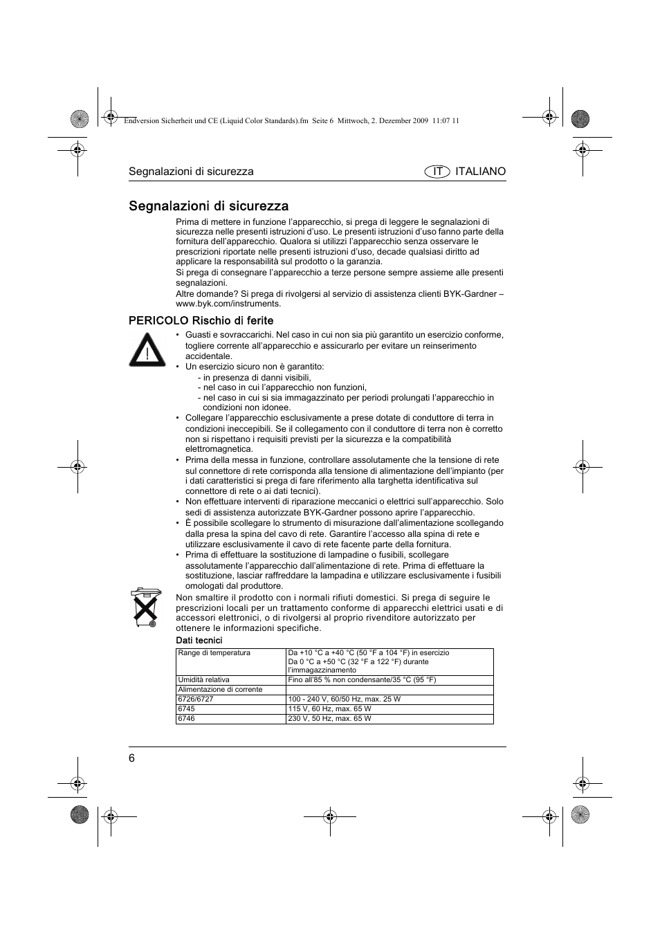 Segnalazioni di sicurezza | ALTANA Liquid Color Standards Safety Instructions User Manual | Page 7 / 40