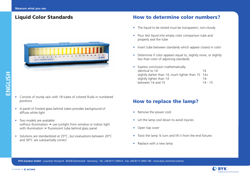 ALTANA Liquid Color Standards Short Instructions User Manual | 2 pages