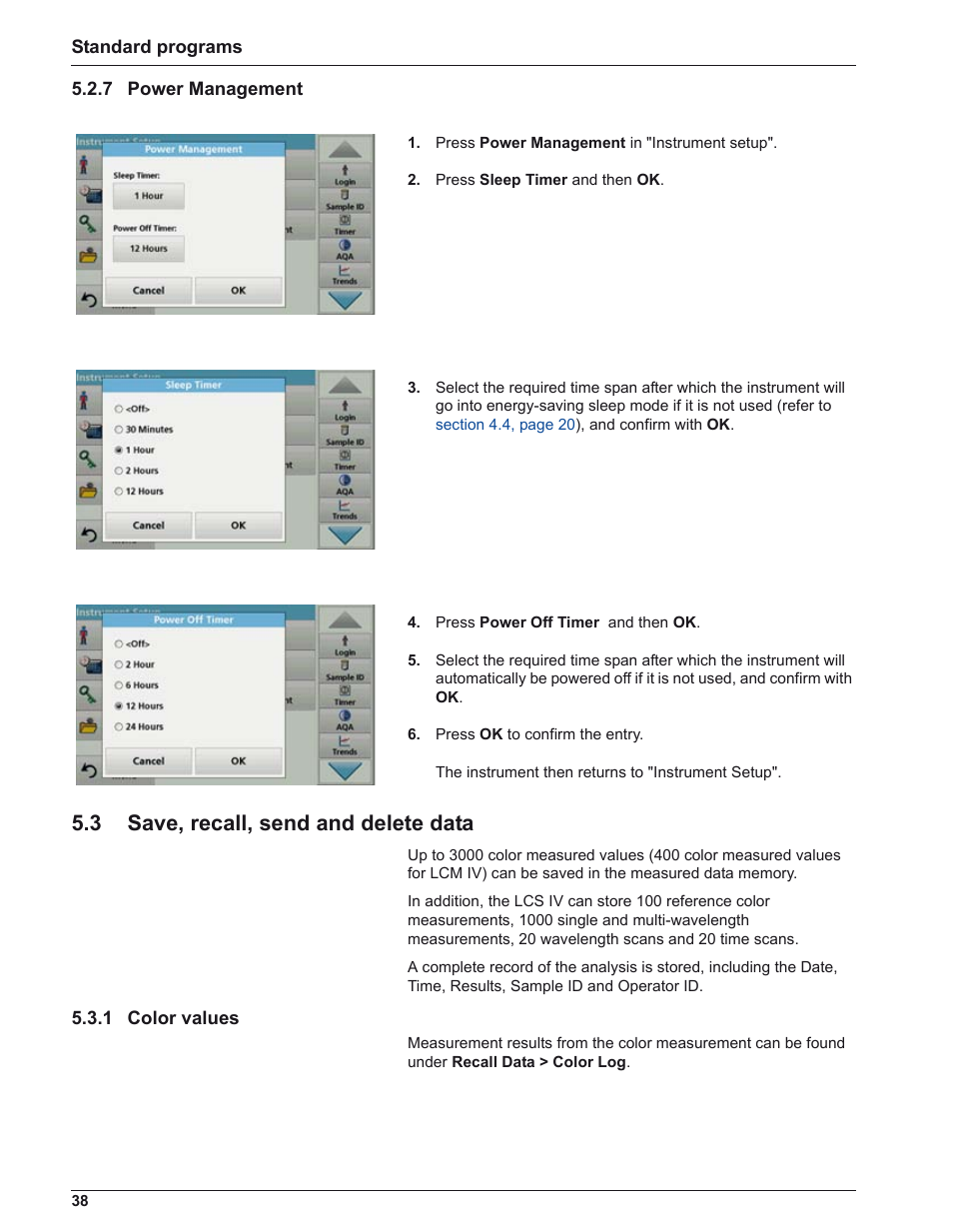 3 save, recall, send and delete data | ALTANA LCM IV User Manual | Page 37 / 113