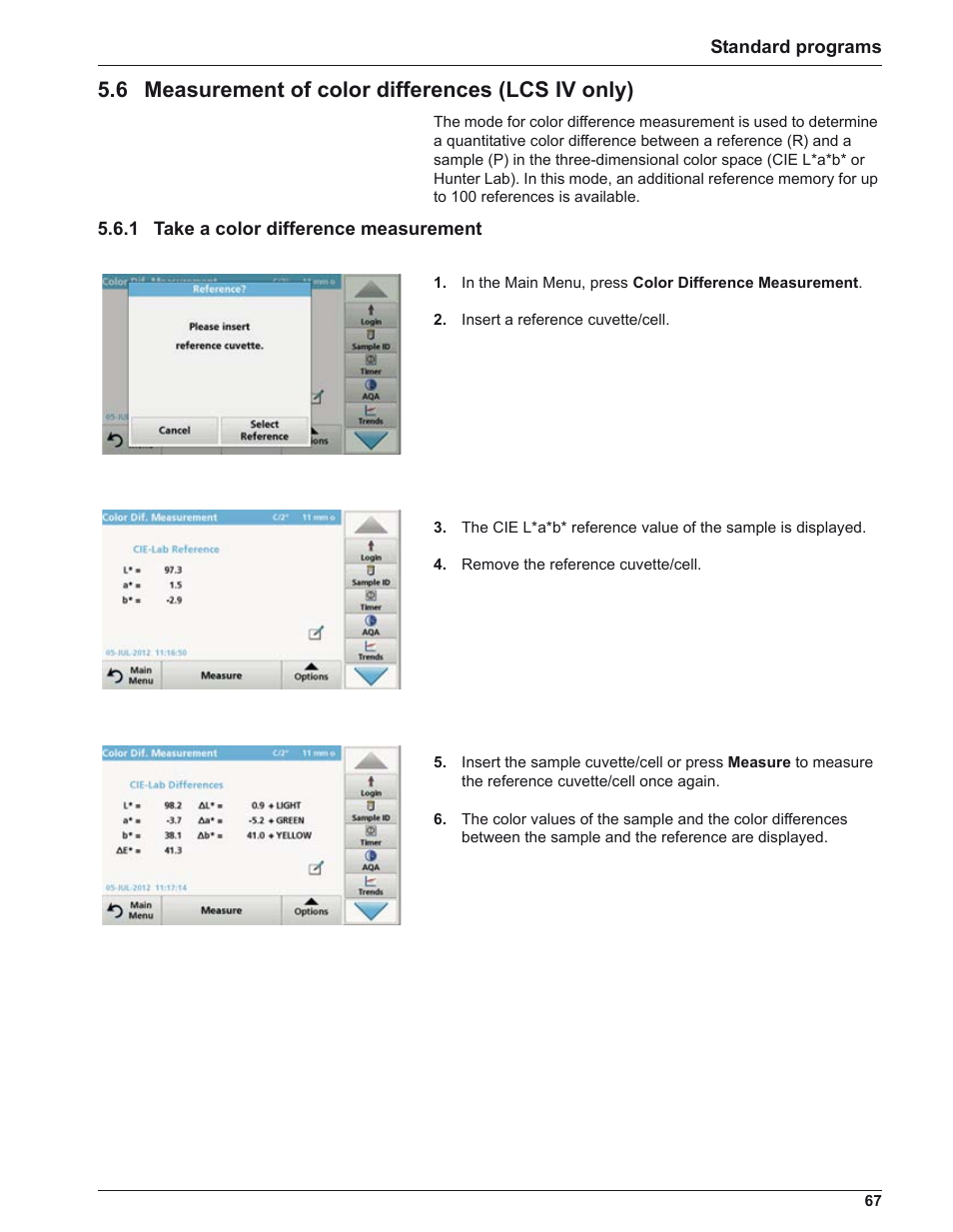 6 measurement of color differences (lcs iv only) | ALTANA LCM IV User Manual | Page 66 / 113