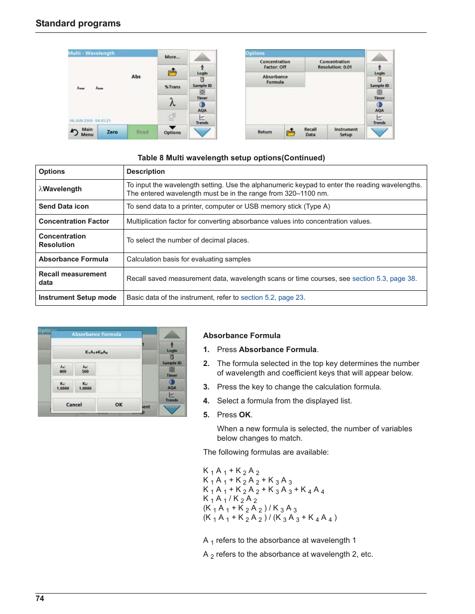 Standard programs | ALTANA LCM IV User Manual | Page 73 / 113