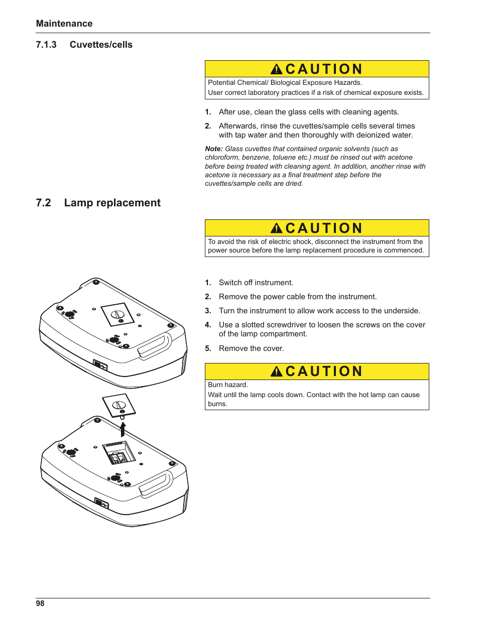 2 lamp replacement | ALTANA LCM IV User Manual | Page 97 / 113