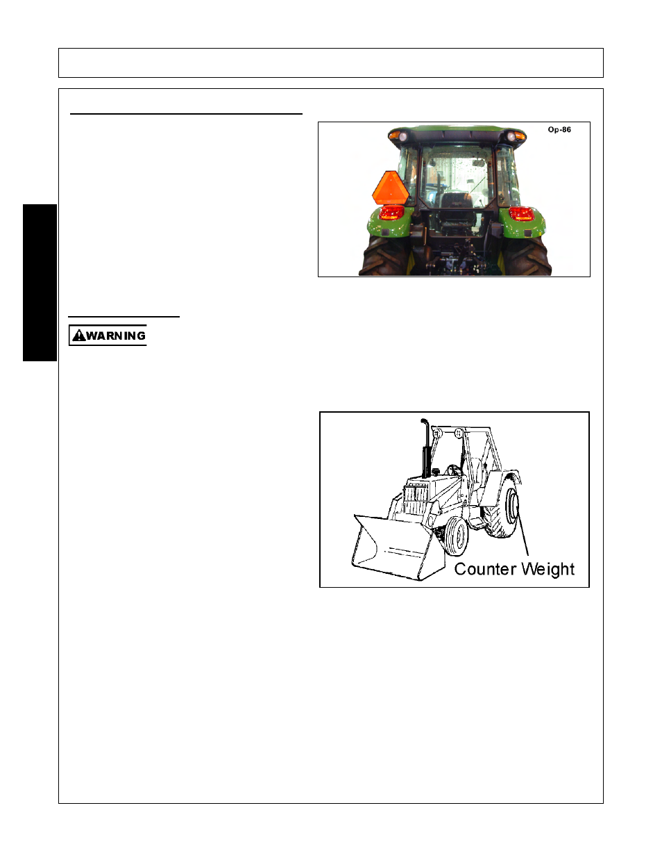 2 tractor lighting and smv emblem, 3 tractor ballast, Operation | Opera t ion | Bush Hog 1947 User Manual | Page 48 / 102