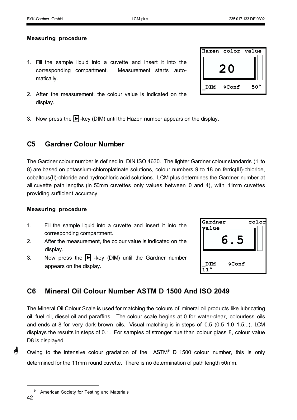 C5 gardner colour number | ALTANA LCM plus User Manual | Page 13 / 23