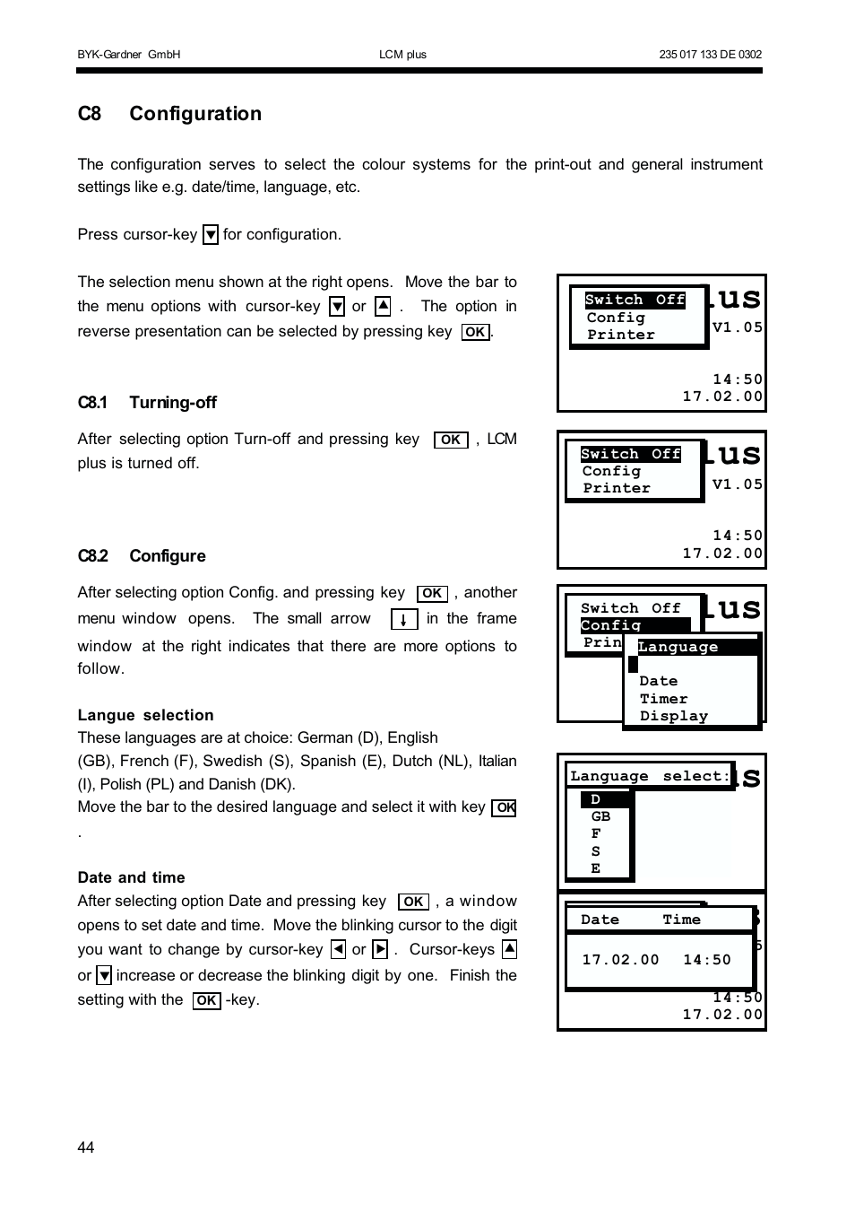 Lcm plus, C8 configuration | ALTANA LCM plus User Manual | Page 15 / 23