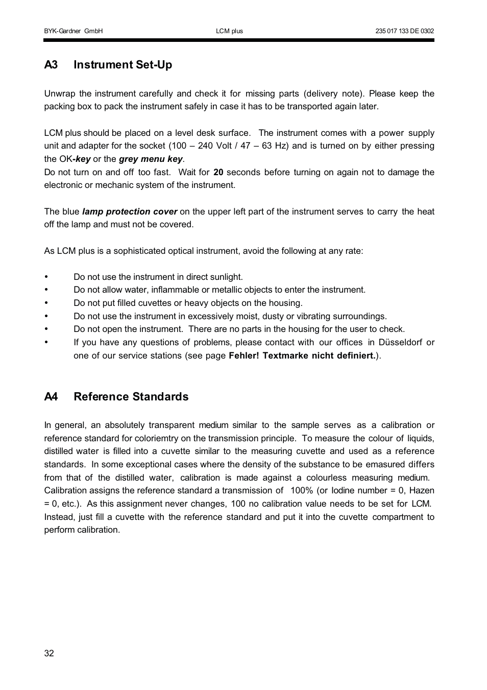 A3 instrument set-up, A4 reference standards | ALTANA LCM plus User Manual | Page 3 / 23