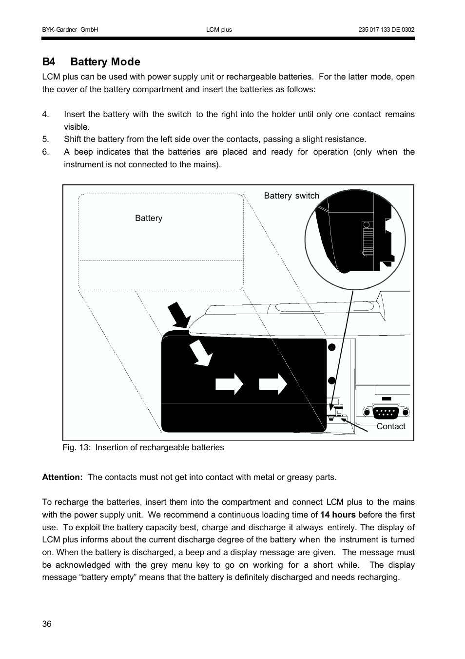 B4 battery mode | ALTANA LCM plus User Manual | Page 7 / 23