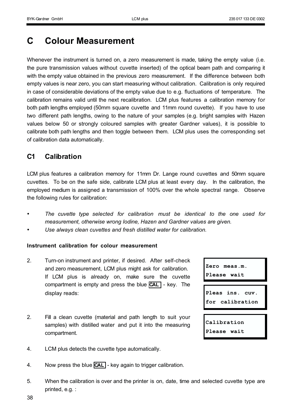 Ccolour measurement, C1 calibration | ALTANA LCM plus User Manual | Page 9 / 23