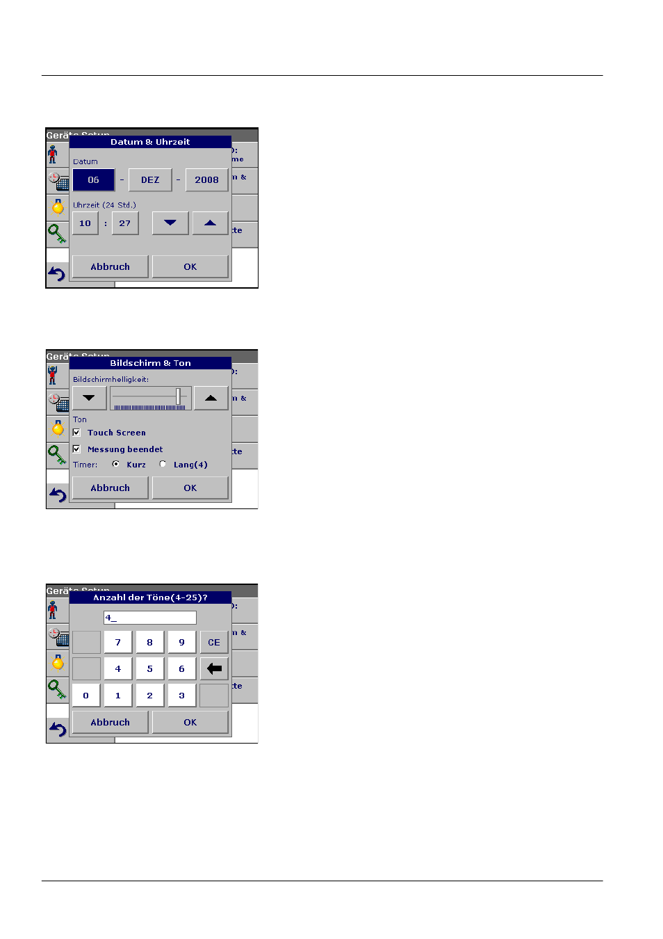 3 datum und uhrzeit, 4 bildschirm- und toneinstellungen, Standardfunktionen 5.2.3 datum und uhrzeit | ALTANA LCS III User Manual | Page 111 / 370