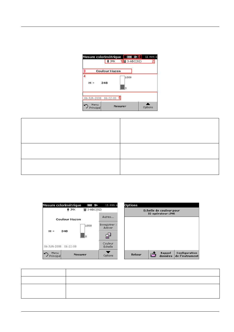 1 zones tactiles de la fenêtre de mesure, 2 options de configuration des paramètres, Opérations standard | ALTANA LCM III User Manual | Page 150 / 234