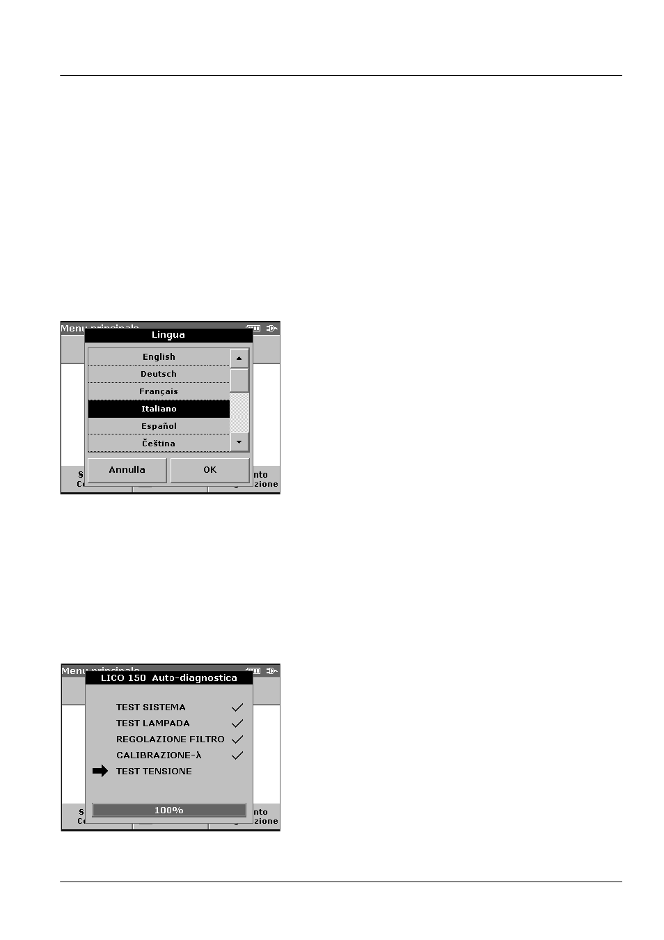 Sezione 4 messa in servizio, 1 accensione e spegnimento dello strumento, 2 scelta della lingua | 3 autodiagnostica | ALTANA LCM III User Manual | Page 186 / 234