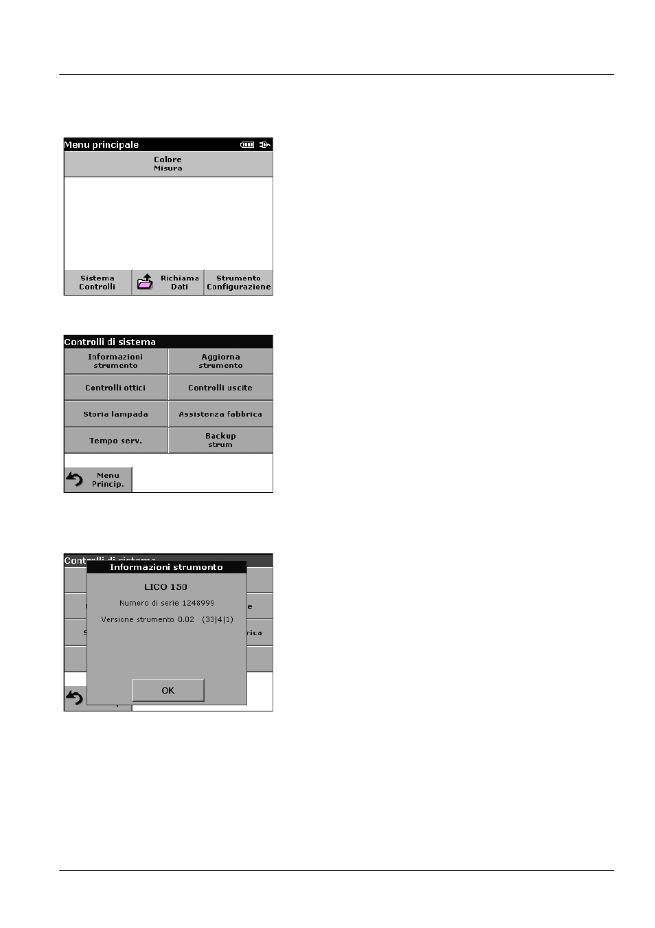 Sezione 6 operazioni avanzate, 1 controllo sistema, 1 informazioni sullo strumento | ALTANA LCM III User Manual | Page 210 / 234