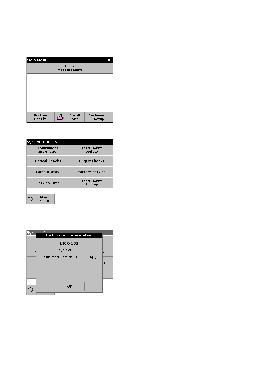 Section 6 advanced operations, 1 system checks, 1 instrument information | ALTANA LCM III User Manual | Page 38 / 234