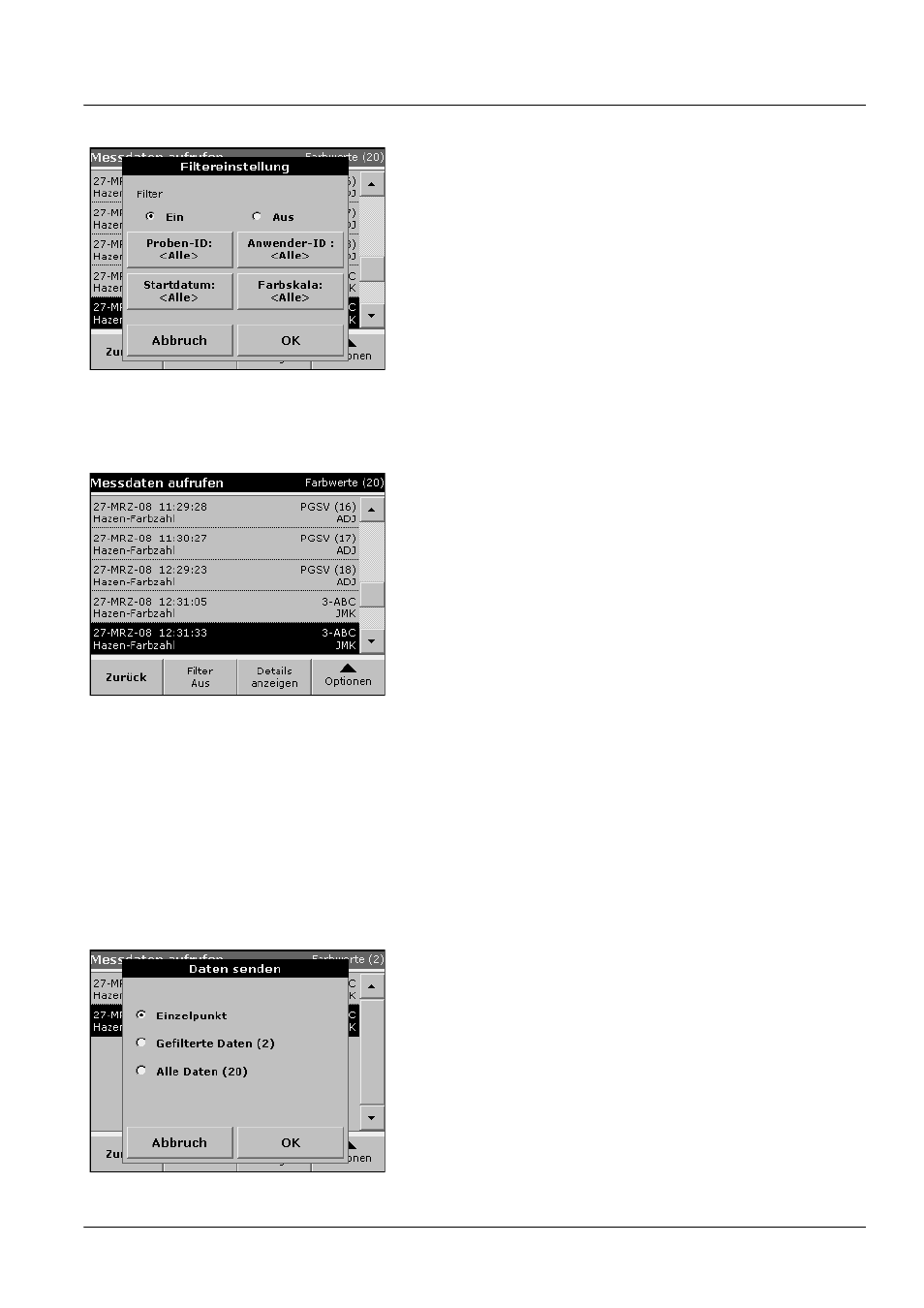 3 senden von daten aus dem datenspeicher, Standardfunktionen | ALTANA LCM III User Manual | Page 86 / 234