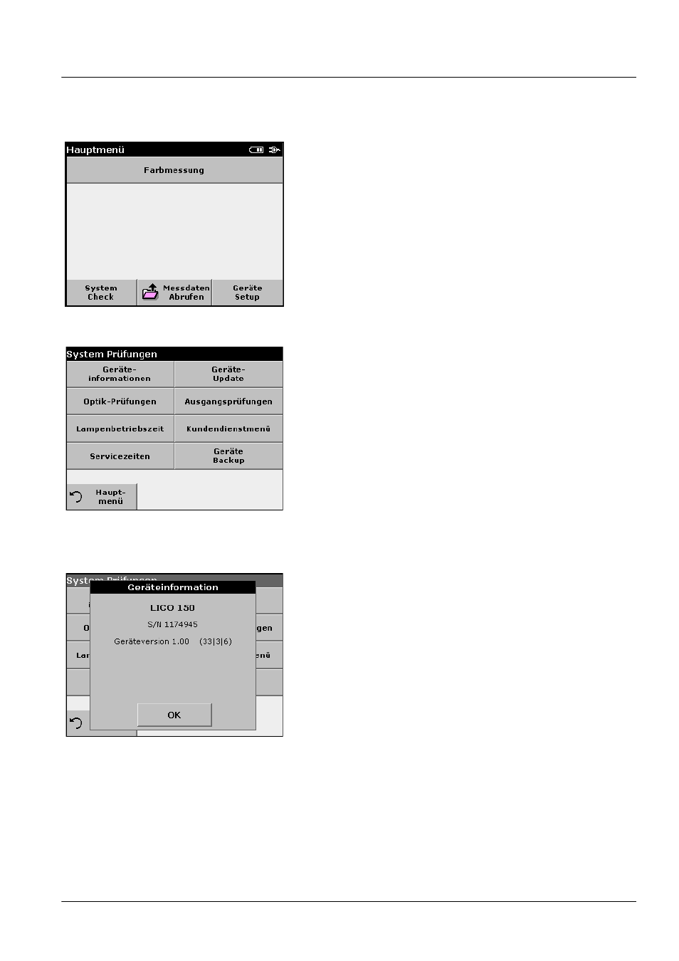 Kapitel 6 erweiterte funktionen, 1 system check, 1 geräteinformationen | ALTANA LCM III User Manual | Page 96 / 234