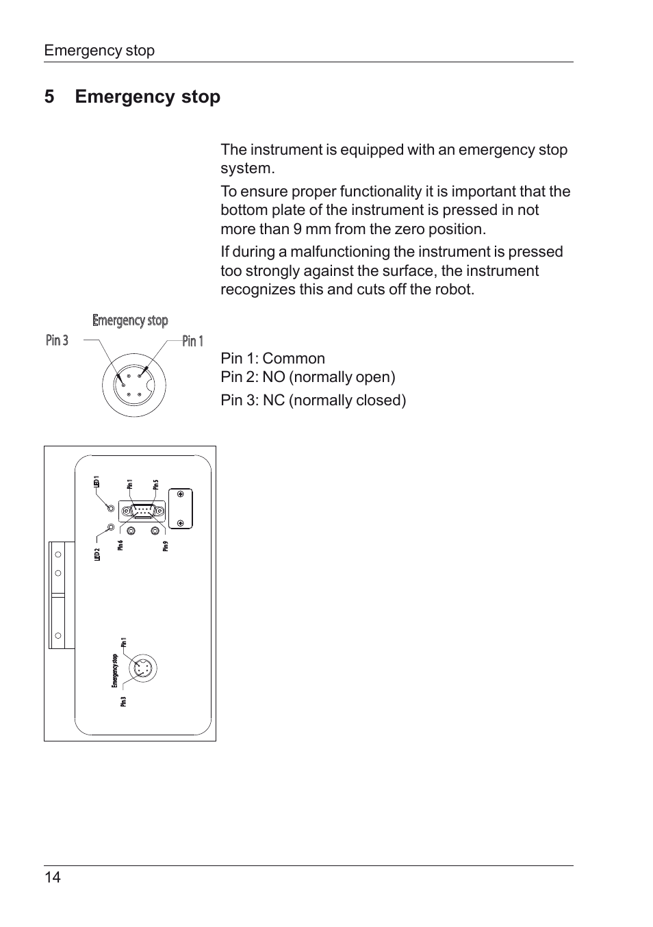 5 emergency stop, Emergency stop pin 1 pin 3 | ALTANA BYK-mac i ROBOTIC Manual User Manual | Page 15 / 26