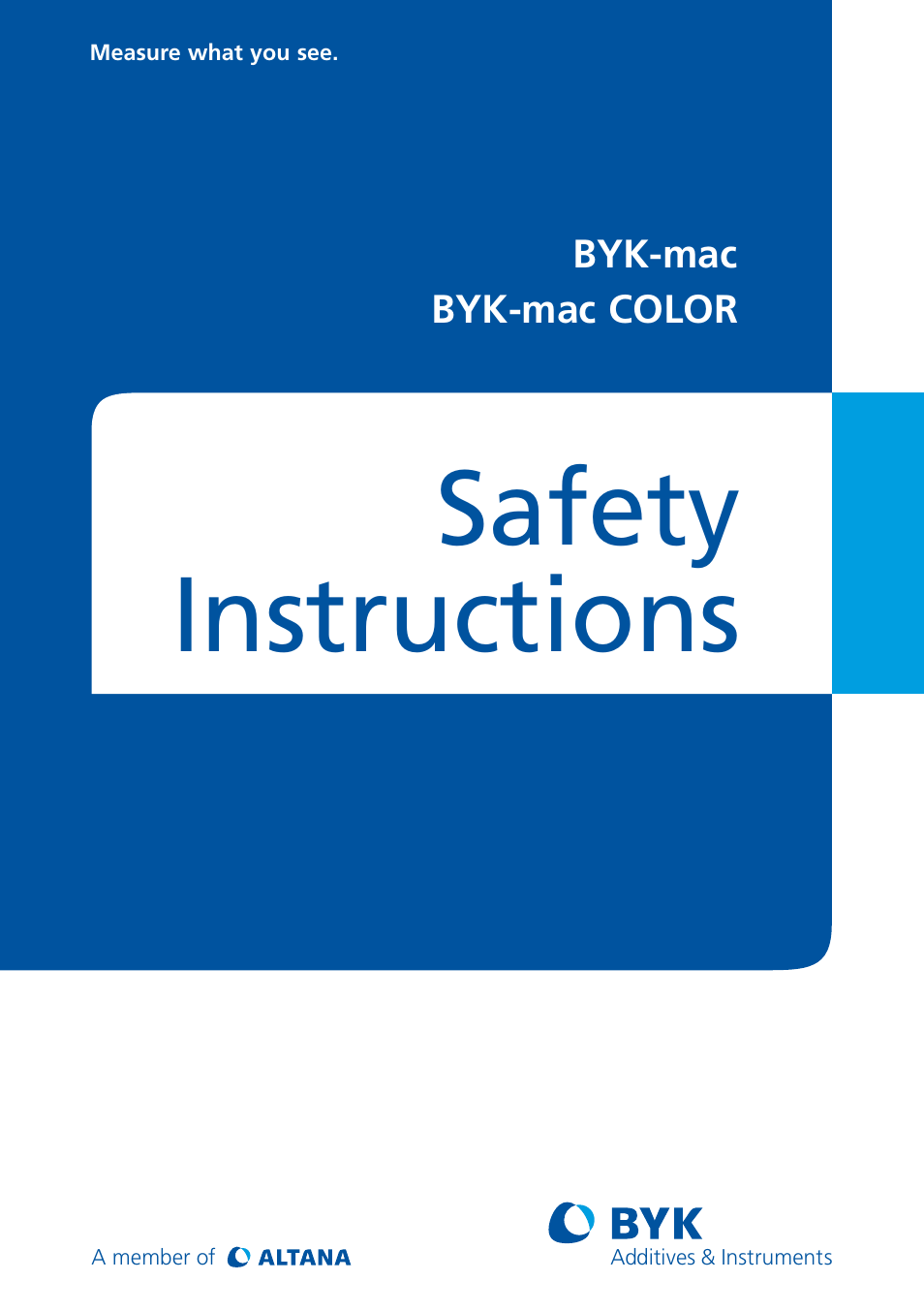 ALTANA BYK-mac COLOR Safety Instructions User Manual | 40 pages
