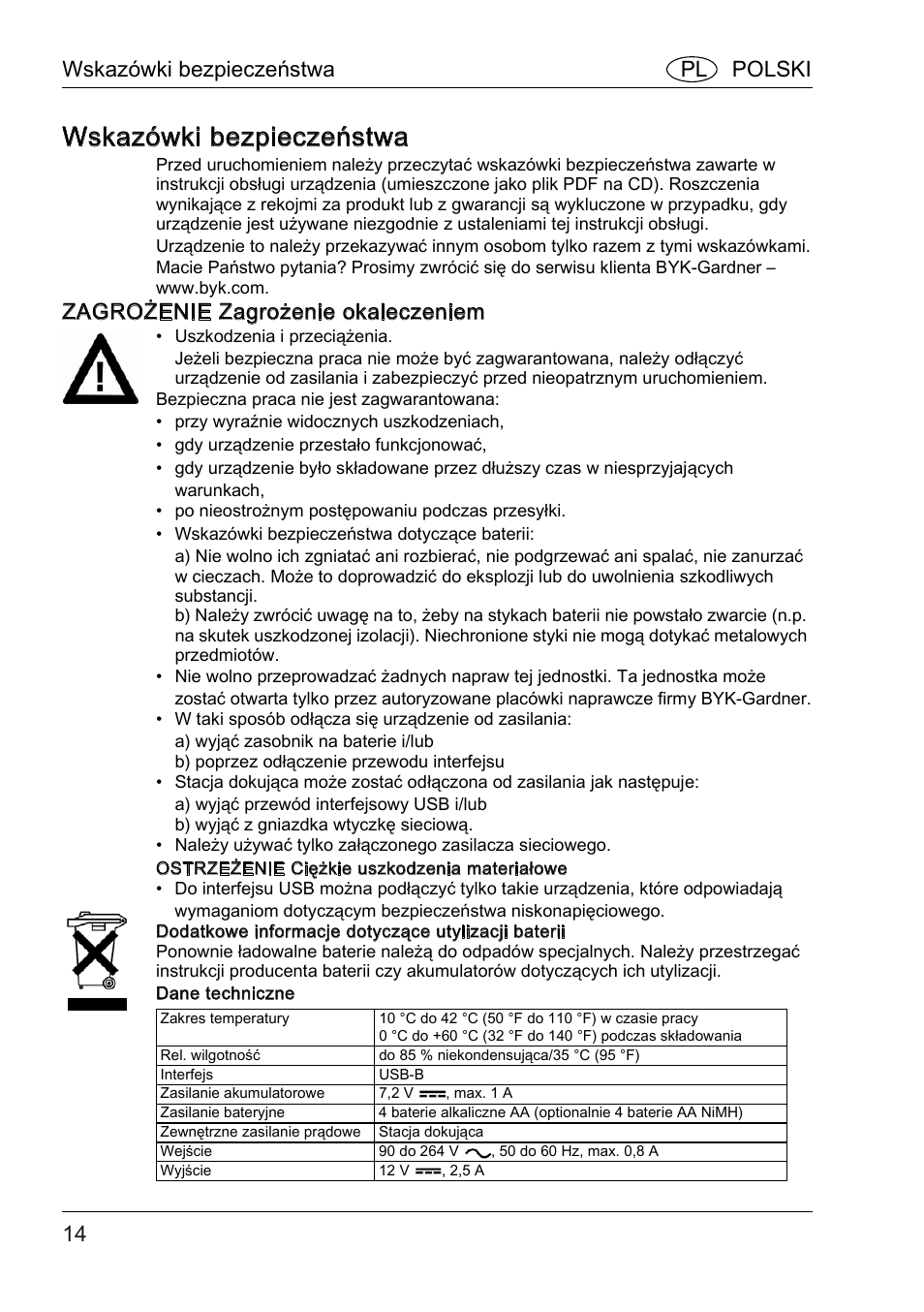 Wskazówki bezpieczeństwa, Zagrożenie zagrożenie okaleczeniem, Wskazówki bezpieczeństwa pl polski | ALTANA BYK-mac COLOR Safety Instructions User Manual | Page 15 / 40